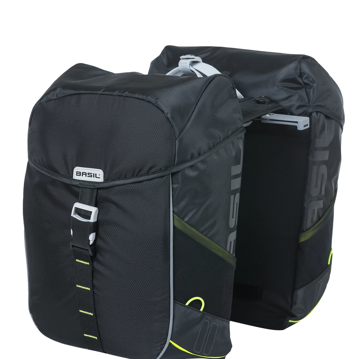 Basil double panniers Miles MIK, blacklime, 34L – HEPHA E-Bike